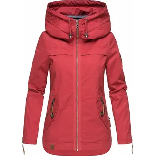 Navahoo Damen Jacke Frühling Herbst Übergangsjacke Print Parka Mantel Kapuze Wekoo Rot Gr: 38 -M - Rot