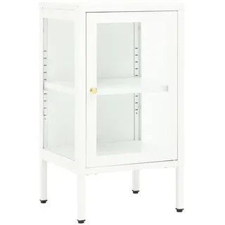Sideboard 38x35x70 cm Metall und Glas - Weiß
