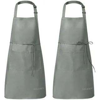 MOLENKY Schürze, 2 Stücke verstellbare Schürze mit 2 Taschen, verstellbarem Nackenband Kochschürze, BBQSchürze, Küchenschürze, café für Männer & Damen