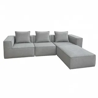 MCW Eckcouch Stoff 3-Sitzer Silber