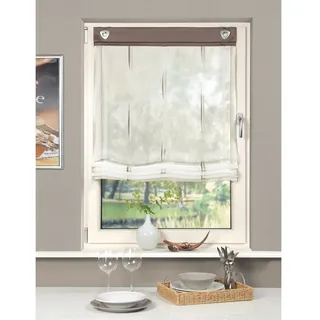 Home fashion 91357-860 Ösen-Raffrollo Scherli, 140 x 60 cm, Voile, Stein