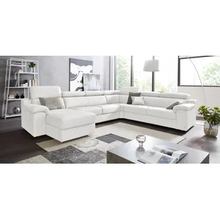 CALIA ITALIA Wohnlandschaft »CS_Mambo, U-Form, Familiensofa, bequem und zeitlos« in Leder, inklusive Kopfteilverstellung, beige