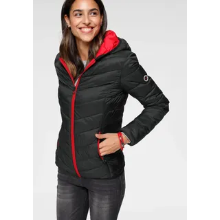 Steppjacke KANGAROOS, Damen, Gr. 44, schwarz (schwarz, rot), Web, Obermaterial: 100% Polyamid. Futter: 100% Polyamid. Wattierung: 100% Polyester, kontrastfarbene Details, unifarben mit Farbeinsatz, figurbetont hüftbedeckend, Jacken Steppjacke, mit kontrastfarbenen Details, Topseller