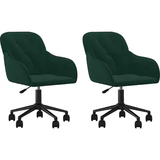 vidaXL Esszimmerstühle 2 Stk. Drehbar Dunkelgrün Samt - Grün