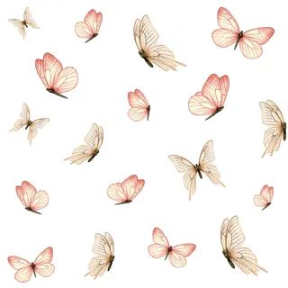 Wandaufkleber Set 18 Schmetterlinge auf 3 Din A4 Bögen Wandsticker für Kinderzimmer Wohnzimmer Deko Aufkleber Wandtattoo selbstklebend Y060 (Nr. 1 Apricot beige)