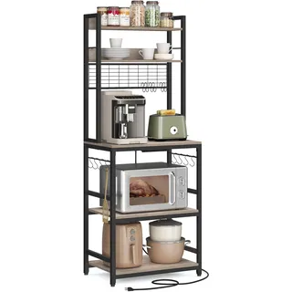 VASAGLE Standregal 40 x 60 x 170 cm Greige-Schwarz