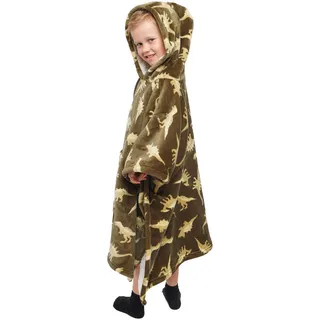 Bedlam Poncho, Kinderponcho, Mädchenponcho, Jungenponcho, Fleece-Hoodie, tragbarer Überwurf, grün, 75 x 92.5cm
