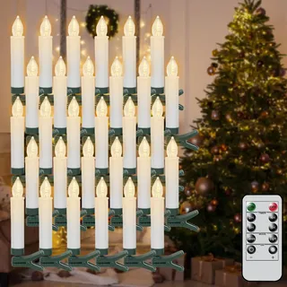 Eldnacele Christbaumkerzen LED kabellos mit Kristalloptik, 30er Set