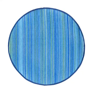 Marrakesch Orient & Mediterran Interior Outdoor Teppich Picknickmatte Rund Modern Alvaro 120cm - Blau