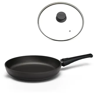 Hoffmann STONIQ Bratpfanne 24 cm Induktion, Antihaft, PFAS-frei, mit Deckel, Aluguss, abnehmbarer Griff, alle Herdarten, backofenfest, wiederbeschichtbar, spülmaschinenfest, Pfanne made in germany