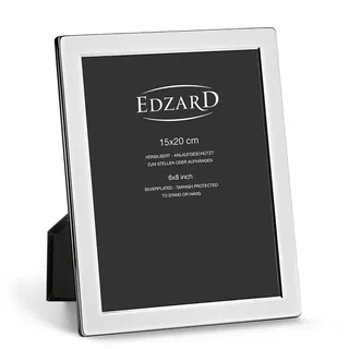Edzard Bilderrahmen Salerno für Foto 15 x 20 cm, edel versilbert, anlaufgeschützt, mit Samtrücken, inkl. 2 Aufhängern, Fotorahmen zum Stellen und Hängen