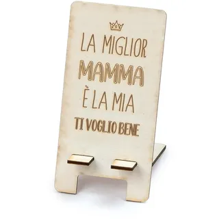Mopec W36.5 La Miglior Mamma Handyhalter aus Holz, 7 x 14 cm, Braun, normal