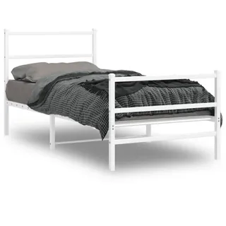 vidaXL Bettgestell mit Kopf- und Fußteil Metall Weiß 90x200 cm - Weiß