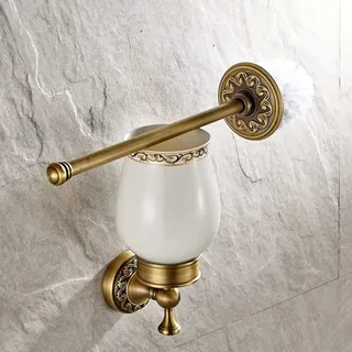 Toilettenbürsten- und Halter-Set aus gekerbtem Kupferglas, Massivbronze Klassico-Badezimmer-Set im Retro-Stil für die Wand, langlebiges Badezimmerzubehör für Küche und Bad