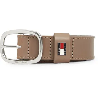 Ledergürtel TOMMY JEANS "TJW OVAL 3.0 cm breit", Damen, Gr. 95, dusty braun, Rindsleder, Gürtel Ledergürtel, Ovale Einfachdornschließe und Logo am Verschluss