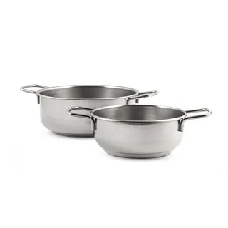 Paar Kasserollen Zwei Griffe,Edelstahl,16Cm,Grau
