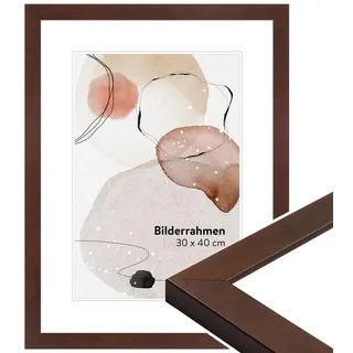 WANDStyle Bilderrahmen 24x30 Nussbaum, moderner Bilderrahmen Holz, hochwertiger Holzbilderrahmen, Posterrahmen zum Aufhängen, Rahmen 30x24 cm, Fotorahmen H430 - Made in Germany