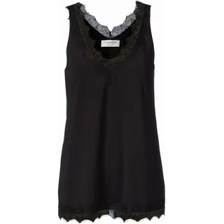 rosemunde Spitzentop "Billie Tank Top" Vintage-Spitzenbesatz an V- Ausschnitt und Saum, schwarz