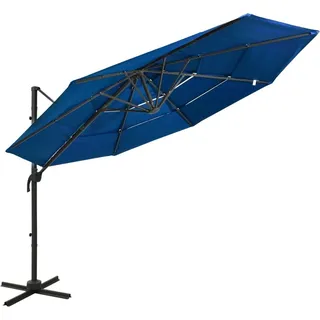 The Living Store Sonnenschirm mit Aluminium-Mast 4-lagig Azurblau 3x3 m - Blau