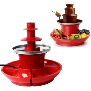 3-stufige Schokoladenbrunnenmaschine, 17-Unzen-elektrisches Schokoladenfonduebrunnen-Set mit Serviertablett für Partys, Geburtstage, Hochzeiten, Schokolade, Nacho-Käse,