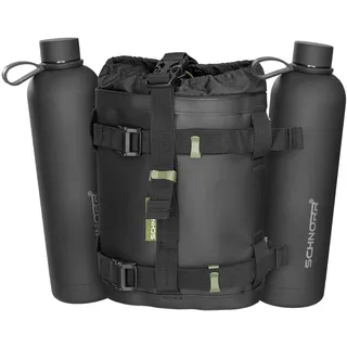Motorrad Flaschenhalter inkl. 2 × 1L Thermosflaschen, Edelstahl, Hypalon, SCHNOR