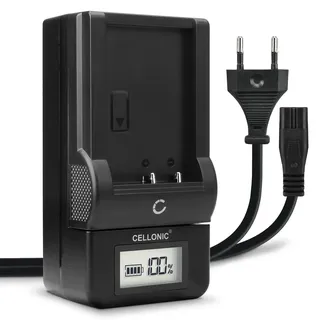 CELLONIC BCS-1 BCS-5 Ladegerät für BLS-5 BLS-50 BLS-1 kompatibel mit kompatibel mit Olympus BLS-50, Pen E-P3, BLS-1 Ladestation mit Display, Ladekabel, Akkuladegerät Charger, Auflader
