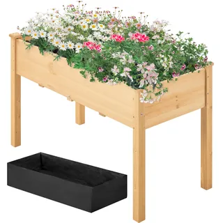 Yaheetech Hochbeet Pflanzkasten Blumenbett 120,5 x 59 x 76 cm Hellbraun