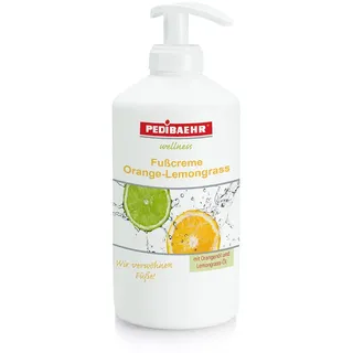 Fußcreme Orange- Lemongrass 500ml mit Spender Orangenöl und Lemongrass- Öl PediBaehr, 500 ml mit Spender
