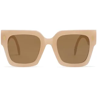 SOJOS Sonnenbrille Damen Groß Vintage Retro Quadratisch Cateye Rahmen UV400 Schutz Klassische Outdoor Moderne eckig Übergroß Sonnenbrillen SJ2194 mit C6 Creme Braun Rahmen