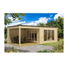 Alpholz Gartenhaus Design Cubus-Plus-40 Flachdach 680 cm x 380 cm Hellbraun