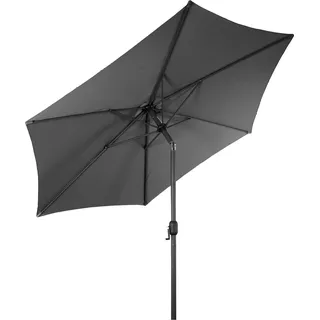 Alu Sonnenschirm 250 cm mit Knickgelenk + Kurbel - grau - Martktschirm Kurbelschirm - Grau