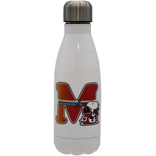 CYP CYPBRANDS Snoopy Wasserflasche aus Edelstahl, luftdicht, mit Buchstabe M Mehrfarbig, 550 ml, Weiß, offizielles Produkt