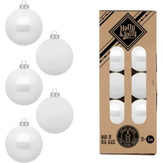 Holly & Jolly - Weihnachtskugeln Pure White, 20 Stück | Christbaumkugeln aus Glas, ca. 6 cm, Weihnachtsbaumschmuck in Weiß, matt & glänzend, Weihnachtsdeko für Innen
