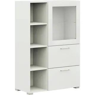Cantus Vitrine , Weiß , Metall , 4 Fächer , 2 Schubladen , 100x143.3x41.9 cm , Made in Germany , Typenauswahl, Beimöbel erhältlich, in verschiedenen Holzdekoren erhältlich , Esszimmer, Vitrinen, Vitrinenschränke