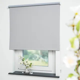 Seitenzugrollo Uni 122 x 180 verdunkelnd hellgrau