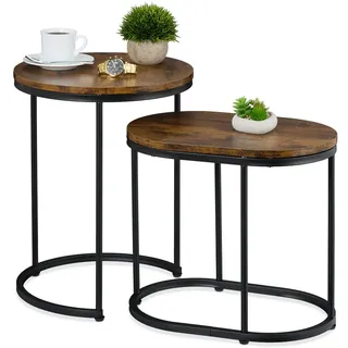 Relaxdays 2-Tlg.satztisch-Set , Multicolor , Metall, Holzwerkstoff, Kunststoff , 40x51x40 cm , Wohnzimmer, Wohnzimmertische, Beistelltische