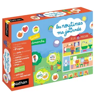 Nathan - Les Routinen de ma Jour – Kalender zur Organisation Ihrer Tage – große Magnettafel mit 87 Magneten – für Kinder ab 3 Jahren