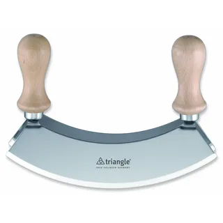 triangle 43 232 23 02 Wiegemesser 23 cm, zweischneidig mit Holzgriff Made in Solingen/Germany professionelle Qualität Kräutermesser Pizzamesser