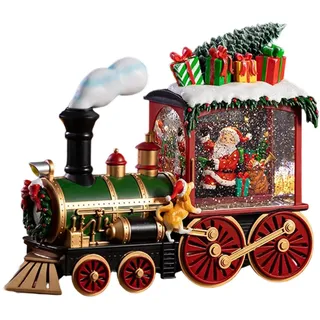 Milageto Weihnachts-Schneekugel, Musikkugel, glitzernde Laterne, Spieluhr, Tischdekoration für Enkelkinder, Zug