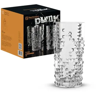Nachtmann Longdrinkgläser Set 375 ml, 4 Stück, Punk, 99498, Cocktailgläser aus Kristallglas, Trinkgläser spülmaschinenfest