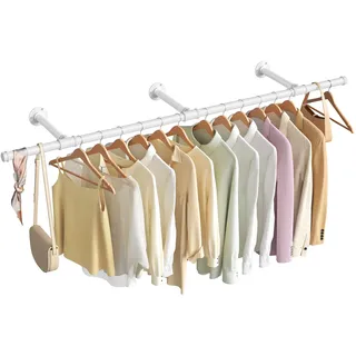 SONGMICS Kleiderstange für die Wand, Kleiderständer Wandmontage, Industrie-Design, platzsparend, 30 x 170 x 7 cm, 68 kg Belastbarkeit, einfache Montage, wolkenweiß HSR104W01