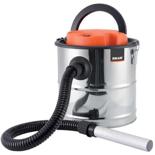 Bikain Staubsauger für Kamin- und Pelletasche Edelstahl 20L inkl. 1m Schlauch und Filterabdeckung Weiß