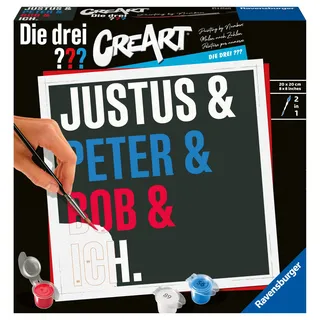 Ravensburger CreArt 23892 - Die DREI ??? - Malen nach Zahlen Erwachsene, DIY Malset mit Pinsel und Acrylfarben, Geschenk für Frauen und Männer, Malen für Erwachsene