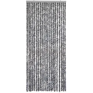 WOHNWOHL® Flauschvorhang (90x200 cm) • Wohnwagen Türvorhang • Fliegenschutz Balkontür • Insektenschutz Vorhang • Fadenvorhang Tür • Sichtschutz Wohnmobil • Farbe: Silber/Weiss/Grau