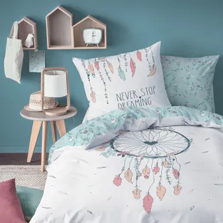 MTOnlinehandel Bettwäsche 135x200 - Boho Blumen · Renforce Bettwäsche für Mädchen