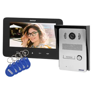 Video-Gegensprechanlage für eine Familie INDI N ORNO OR-VID-VP-1069/B, Farbe, 7" ultraflacher LCD-Monitor, automatische Türsteuerung, 16 Klingeln, Gegensprechfunktion, Öffnung über Proximity-Tags, schwarz/grau