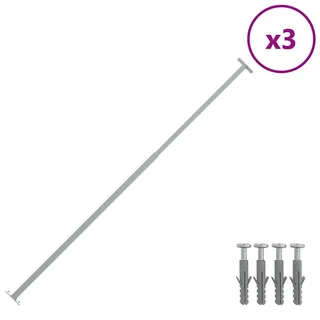 vidaXL Einstellbare Fenster-Sicherheitsstangen 3er set 710-1200 Mm , Silberfarben , Metall , Rechteckig , 2.5x120 cm , Babysicherheit, Kindersicherung