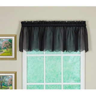 Today's Curtain Emelia Original Voile-Volant, 35,6 cm, Schwarz, 152,4 cm B x 35,6 cm L