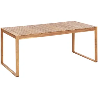 Beliani Gartentisch Heller Holzfarbton Sassari Ii , rechteckig , 90x75x180 cm , Gartenmöbel, Gartentische