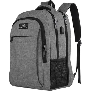 Matein Laptop Rucksack 17,3 Zoll Grau USB Diebstahl Tasche Herren - Grau